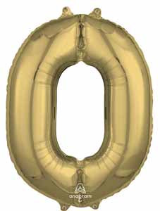 26 Inch White Gold Number 0 Balloon