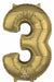 26-Inch White Gold Number 3 Balloon