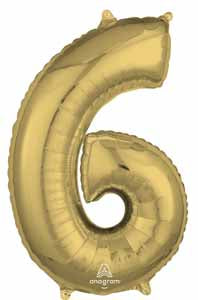White Gold Number 6 Balloon, 26 Inch