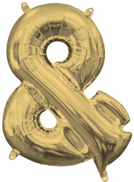16-Inch White Gold Ampersand Symbol Balloon