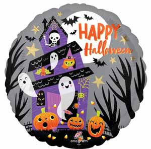Halloween Haunted House 18-Inch Round Foil Balloon