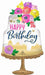 Satin Artful Floral Happy Birthday Foil Balloon, 32 Inch