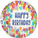 Happy Birthday Painterly Dots Orbz Foil Balloon, 16 Inch