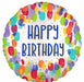 Happy Birthday Painterly Dots 18-Inch Round Foil Balloon