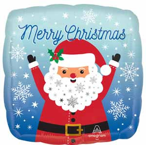 Snowy Christmas Santa 18-Inch Square Foil Balloon
