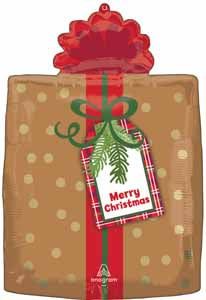 Christmas Plaid Present 18-Inch Foil Balloon