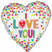I Love Rainbow Dots 18-Inch Heart Foil Balloon
