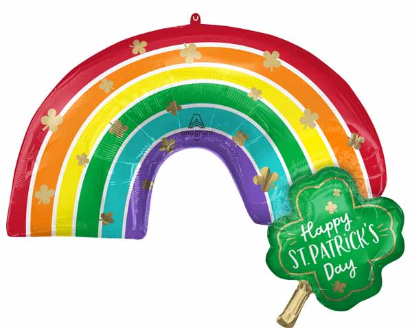 St. Patrick's Day Rainbow Shaped Foil Balloon, 33 Inch