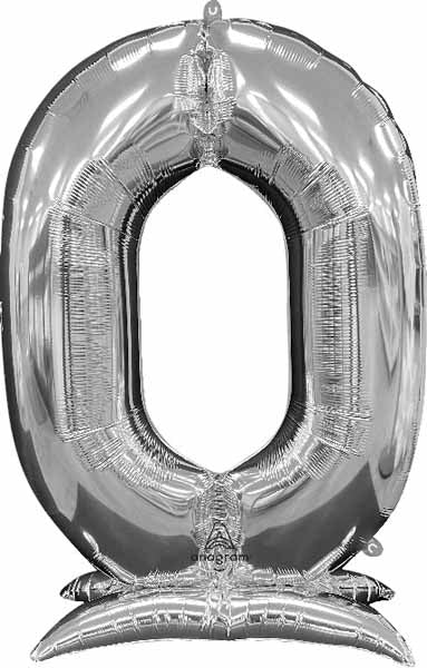 50-Inch Silver Number 0 Stand-Up Balloon