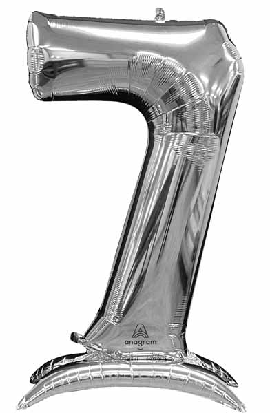 50-Inch Silver Number 7 Stand-Up Balloon