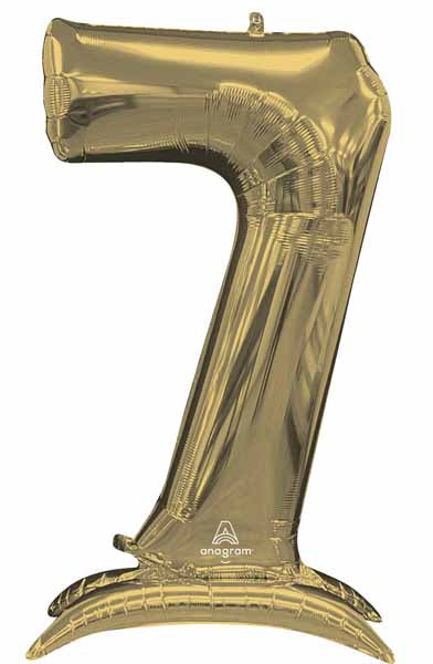 50-Inch White Gold Number 7 Stand-Up Balloon