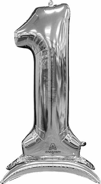 50-Inch Silver Number 1 Stand-Up Balloon