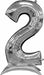 Silver Number 2 Stand-Up Balloon, 50 Inch