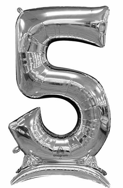 50-Inch Silver Number 5 Stand-Up Balloon