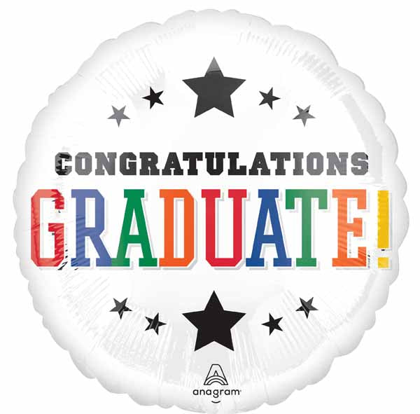 Congrats Grad Bright Jumbo Round Foil Balloon