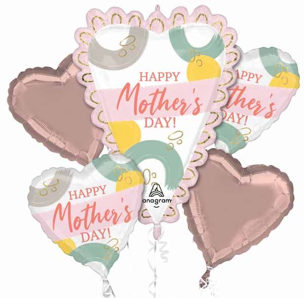Happy Mother's Day Sketched Hearts Foil Balloon Bouquet