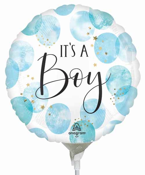 Baby Boy Watercolor 9-Inch Foil Balloon