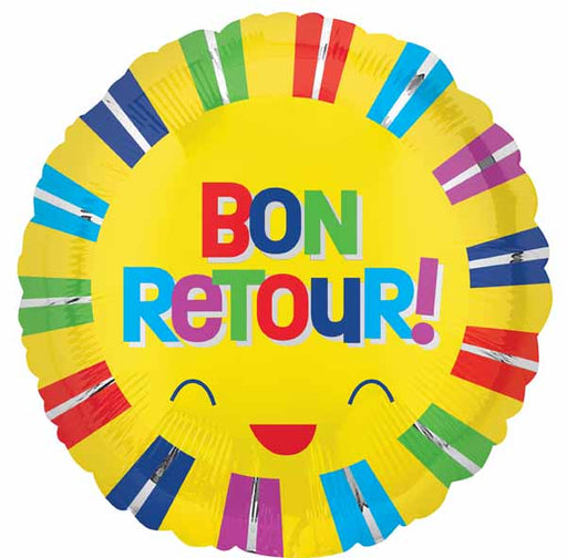 Bon Retour Stripes 18" Round Foil Balloon