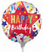 Satin Happy Birthday Star 9-Inch Round Foil Balloon