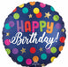 Happy Birthday Blue Confetti 18-Inch Round Foil Balloon