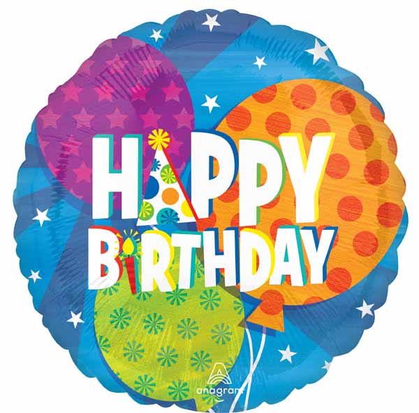 Happy Birthday Balloons 18-Inch Round Foil Balloon