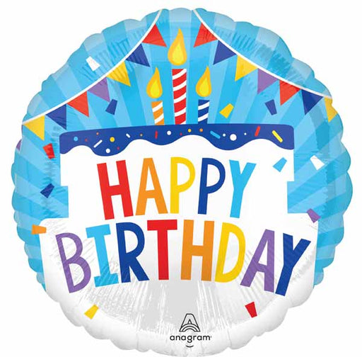 Happy Birthday Tiered Cake 18" Round Foil Balloon