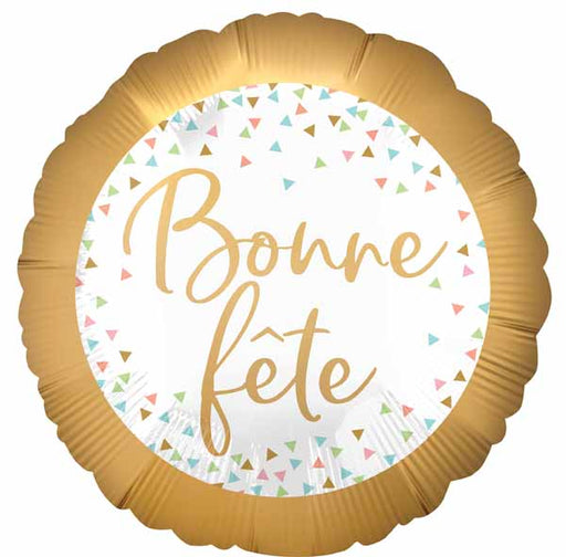 Bonne Fête Confetti 18-Inch Round Foil Balloon