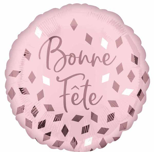Bonne Fête Blush Round Foil Balloon, 18 Inch