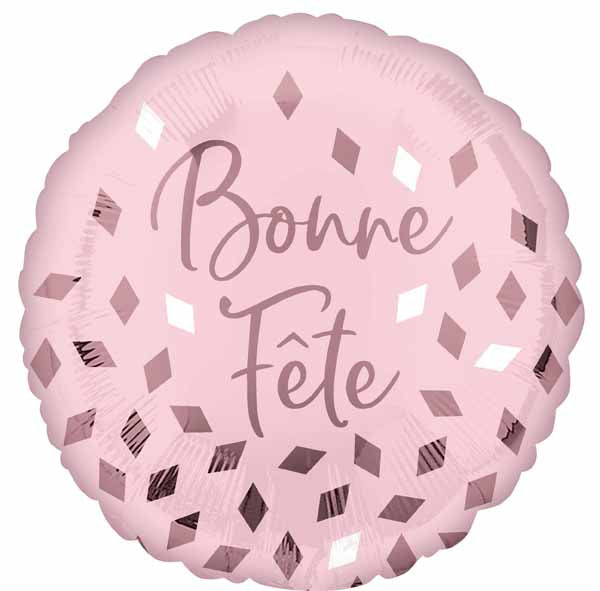 Bonne Fête Blush Round Foil Balloon, 18 Inch