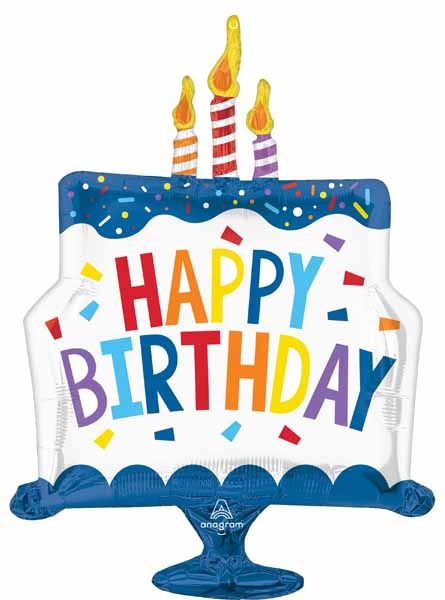 Happy Birthday Tiered Cake Foil Balloon, 29 Inch