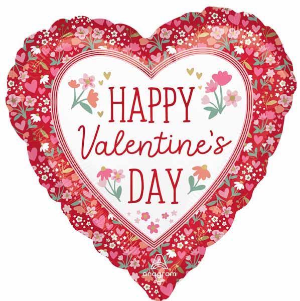 Boho Happy Valentine's Day Heart Foil Balloon, 18 Inch
