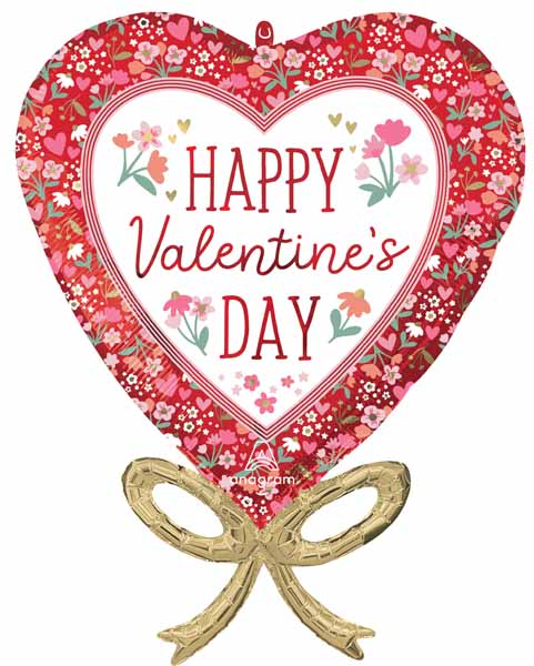 Happy Valentine's Day Boho Bow Foil Balloon, 28 Inch