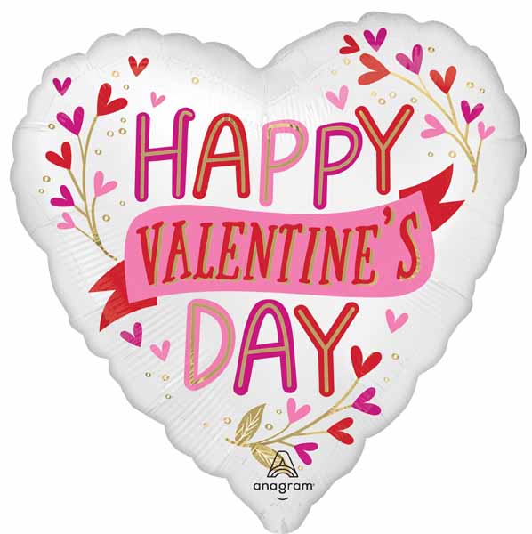 Happy Valentine's Day Botanical Traces Jumbo Heart Foil Balloon