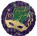 Happy Mardi Gras Mask 18-Inch Round Foil Balloon