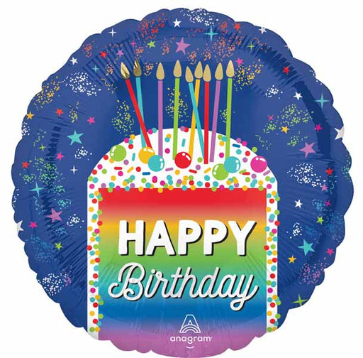 Rainbow Slice Happy Birthday 18-Inch Round Foil Balloon