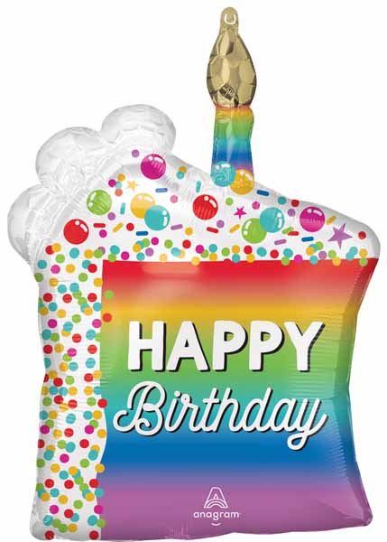 Rainbow Slice Happy Birthday 28-Inch Foil Balloon