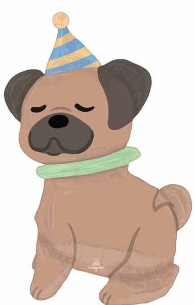 Pawsome Party Pug AirWalker Foil Balloon, 42 Inch