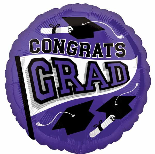 Purple School Colors Graduation Foil Balloon, 18 Inch