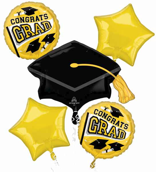 True to Your School Yellow Graduation Foil Balloon Bouquet