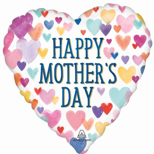Happy Mother's Day Sprinkled Hearts 18-Inch Heart Foil Balloon