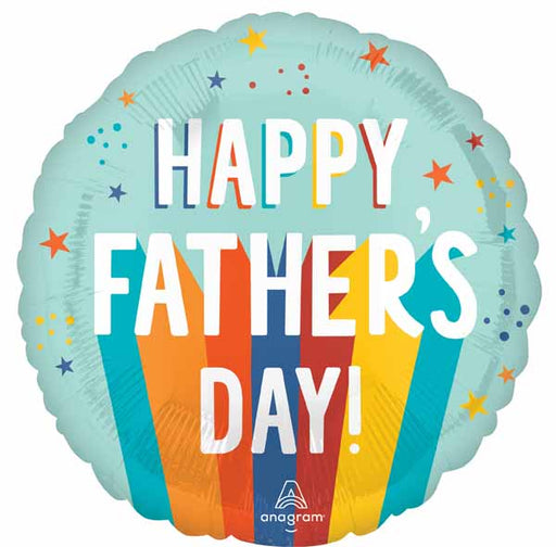 Happy Father's Day Playful Stripes 18-Inch Round Foil Balloon