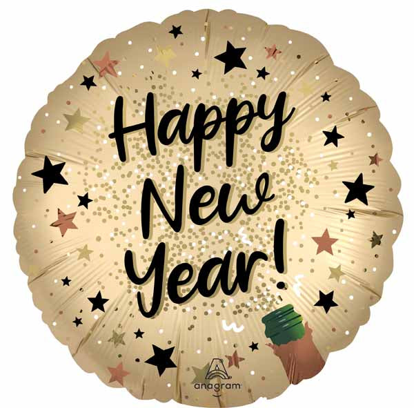 Natural Sparkle Happy New Year 18-Inch Round Foil Balloon