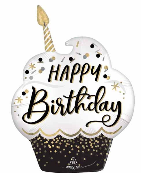 Birthday Wishes Cupcake 29-Inch Foil Balloon