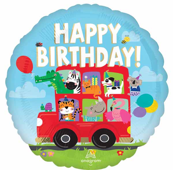 Party Bus Birthday 18" Round Foil Balloon