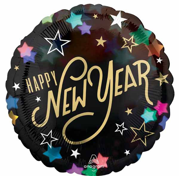 New Year Starlight 18-Inch Round Foil Balloon