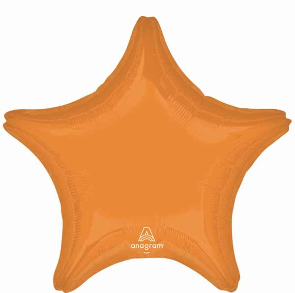 Vibrant Orange Star Foil Balloon, 19 Inch