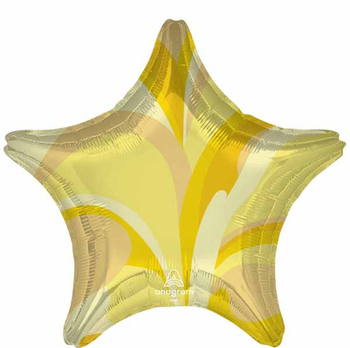 19 Inch Gold Macro Marble Star Foil Balloon