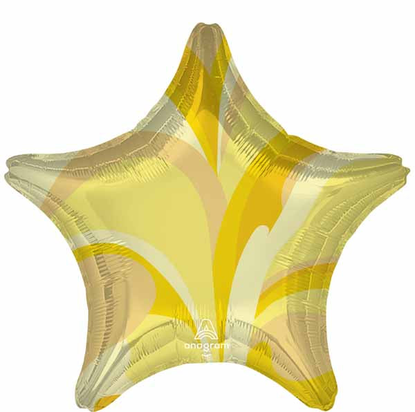 Gold Macro Marble Star Foil Balloon, 19 Inch