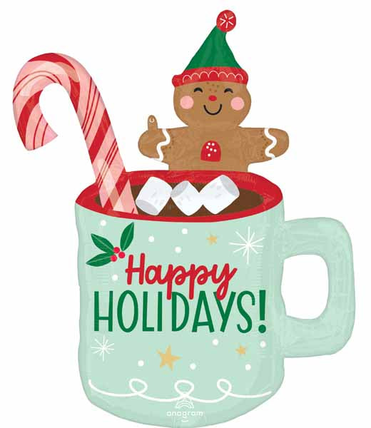 Holiday Christmas Mug 31-Inch Foil Balloon