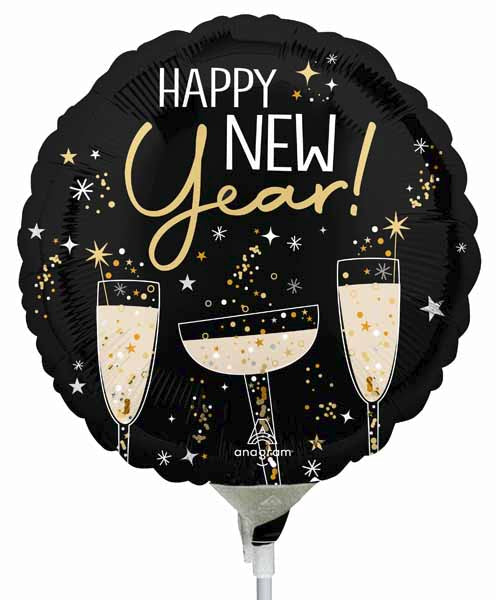 Bubbly New Year 9" Round Foil Balloon
